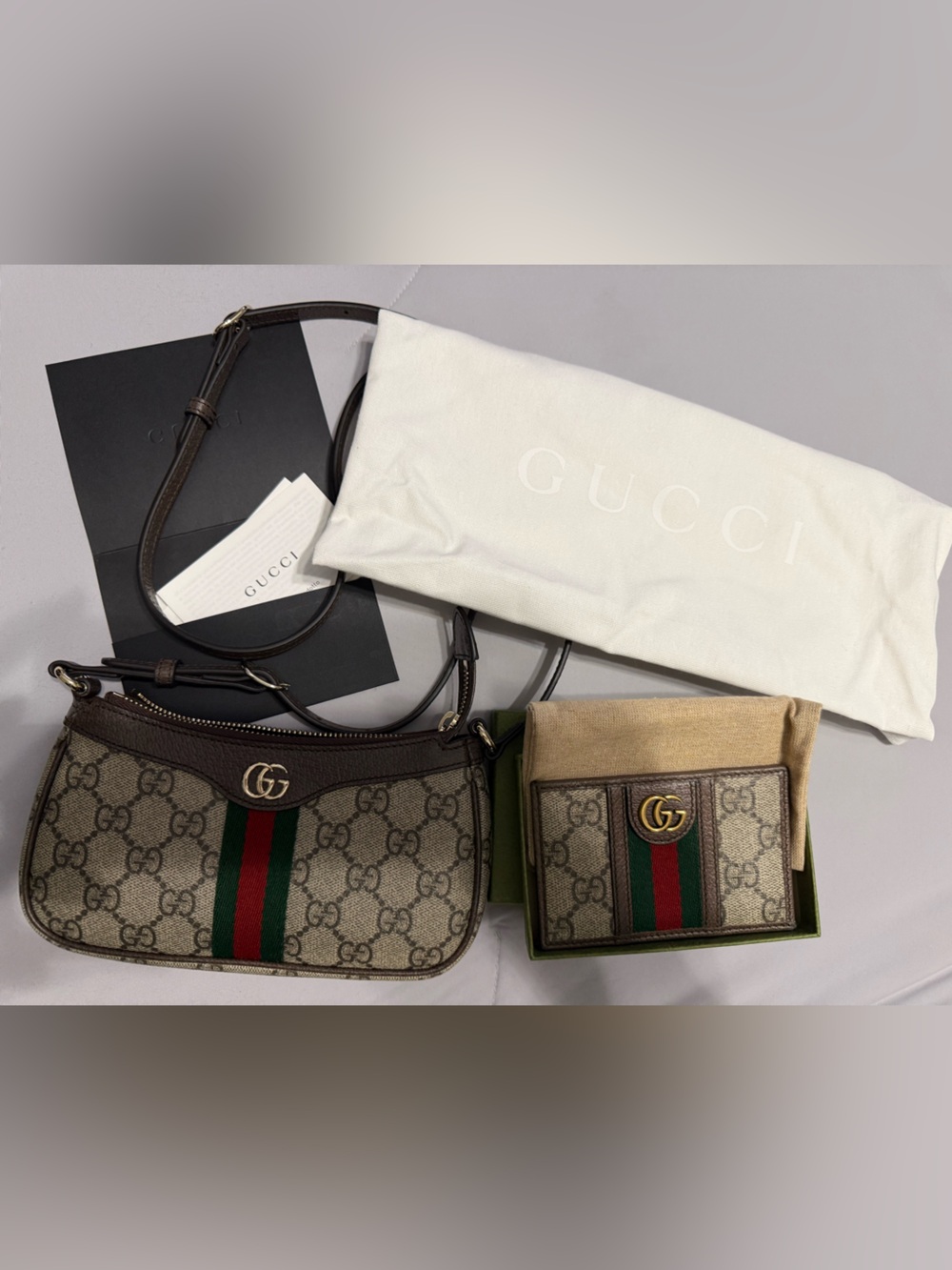 Gucci Ophidia mini shoulder bag and matching card holder